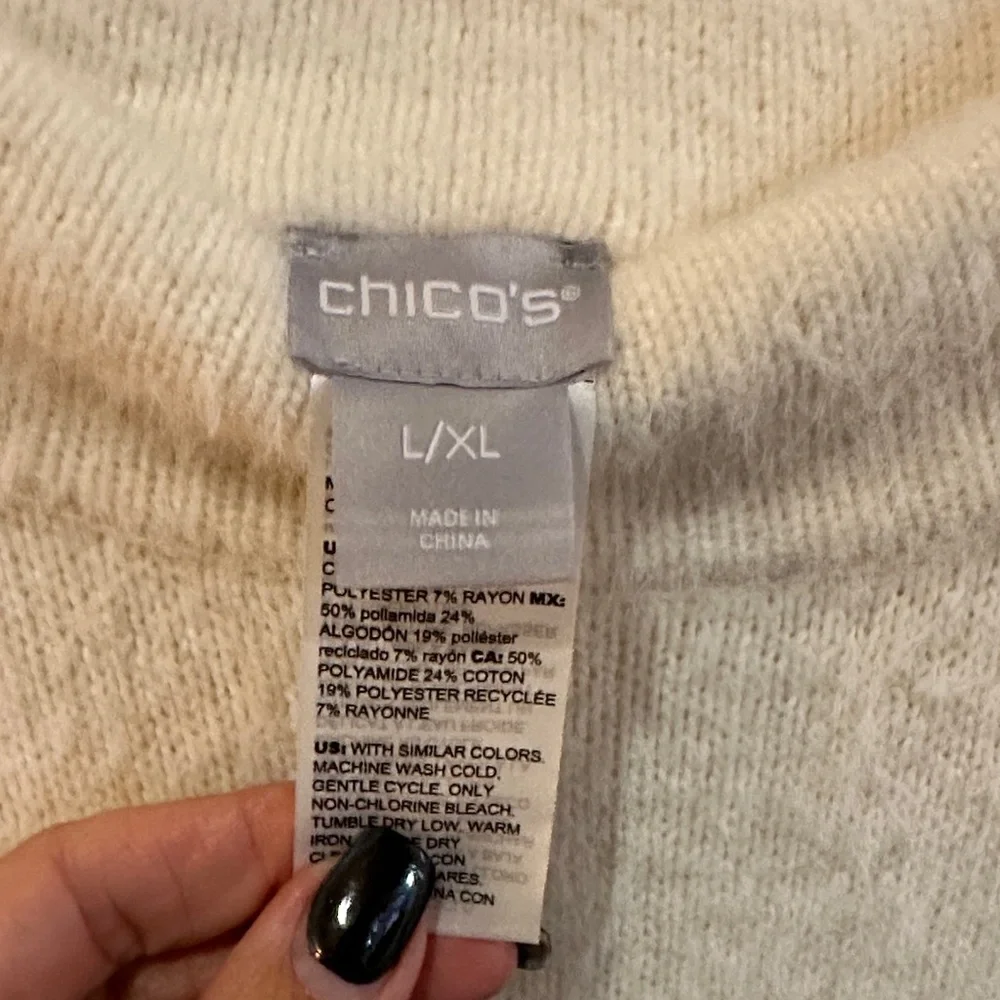 Chico's Cream Knit Poncho - Picture 2 of 5
